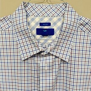 Men’s 2XL XXL Egara Dress Shirt, Blue, Light Orange